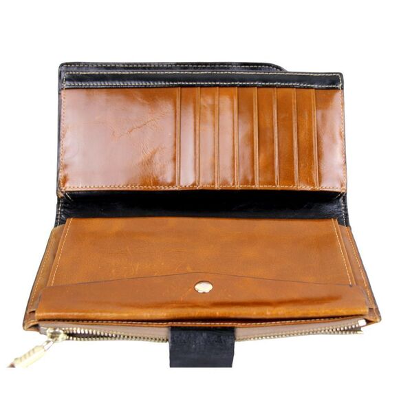 HANDCRAFTED TAN BROWN GENUINE LEATHER ID CARD COIN BILL HOLDER BIFOLD WALLET - Picture 11 of 13